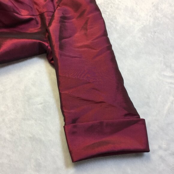 Alex Evenings Jacket Blazer Wrap Top XLP Woman's Petite Maroon Shiny 3/4 Sleeve - Picture 13 of 14